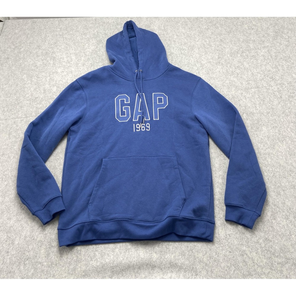 Gap Hoodie Mens Medium Blue Pullover Fleece GAP 1969 Kangaroo Pocket Sweatshirt